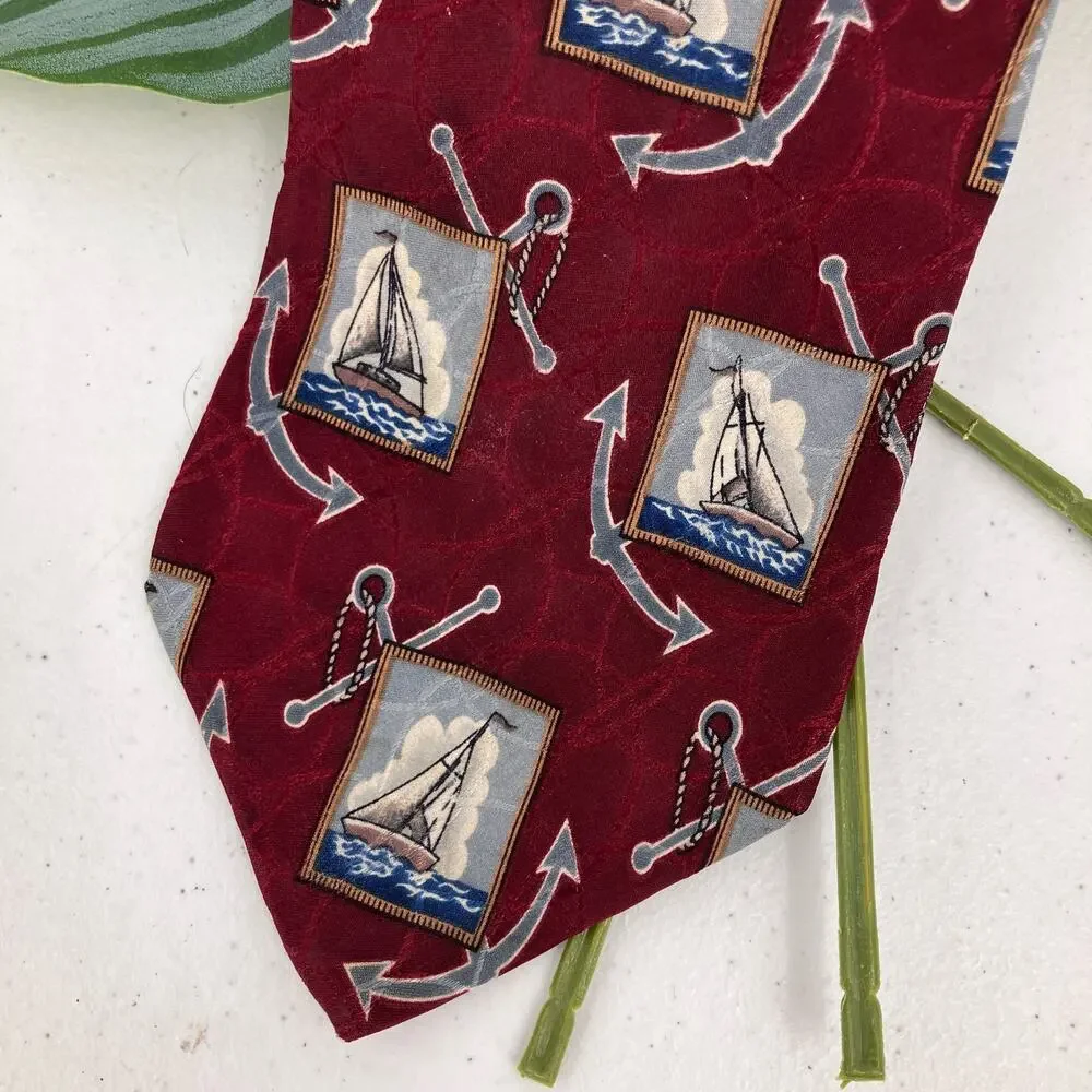 Vintage Celebrations Hallmark Superba Sail Boat Nautical Novelty Silk Neck Tie
